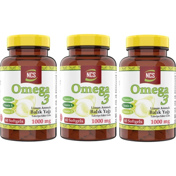 Ncs Omega 3 Limon Aromalı Balık Yağı 1000MG  3 Kutu ürün görseli