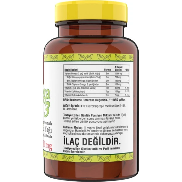 Ncs Omega 3 Limon Aromalı Balık Yağı 1000MG 60 Softgel - Resim 2