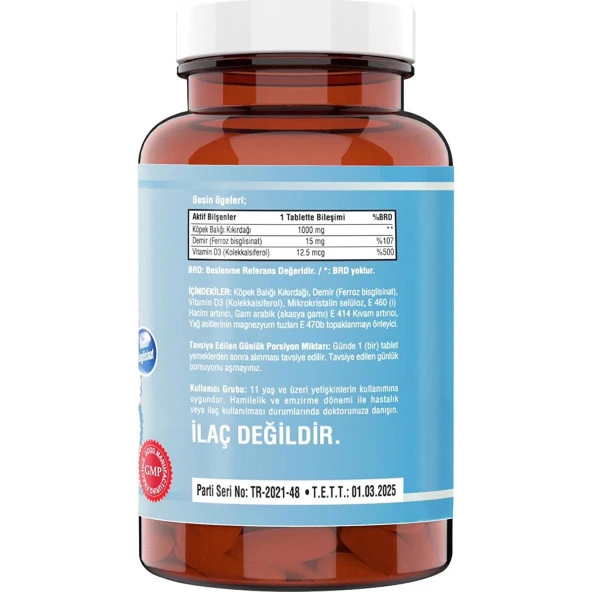 Ncs Shark Cartilage Demir Vitamin D3 1000 Mg 120 Tablet - Resim 2