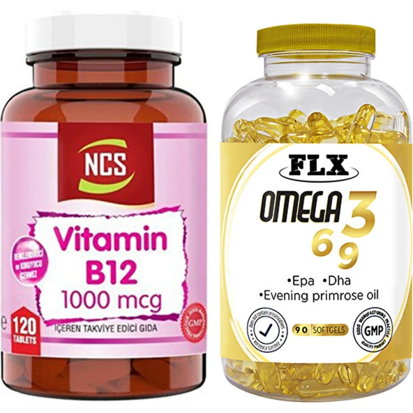 Ncs Vitamin B12 120 Tablet ve  Flx Omega 3-6-9 90 Tablet