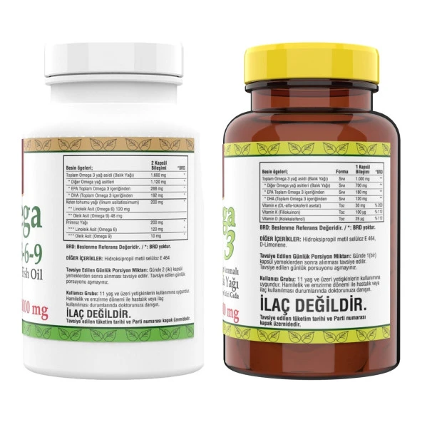 Ncs Omega 3-6-9 Fish Oil 1000MG 200 Softgels   Çocuklar Için Omega 3 Balık Yağı 500 Mg 102 Portakal Aromalı - Resim 2