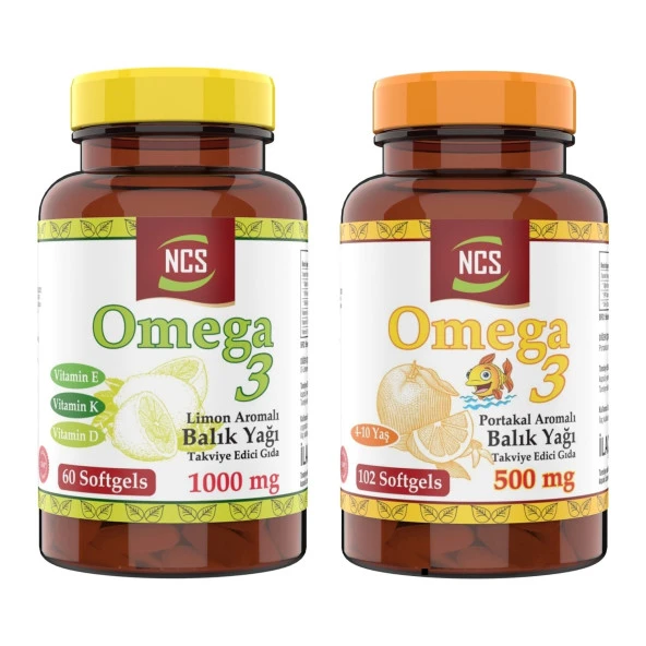 Ncs Omega 3 Portakal Aromalı Çocuklar Için Balık Yağı   Omega 3 Limon Aromalı Balık Yağı 1000MG ürün görseli