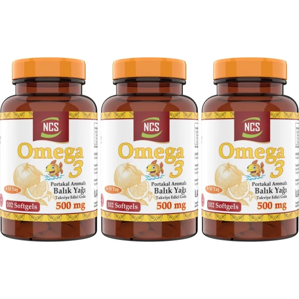 Ncs Omega 3 Balık Yağı 500 mg 3 Kutu 306 Yumuşak Kapsül Portakal Aromalı ürün görseli