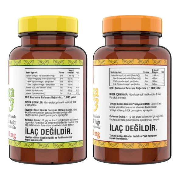 Ncs Omega 3 Portakal Aromalı Çocuklar Için Balık Yağı   Omega 3 Limon Aromalı Balık Yağı 1000MG - Resim 2