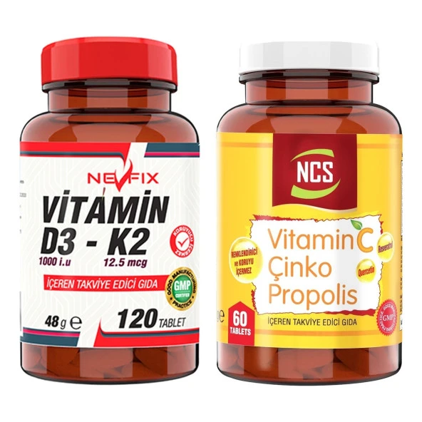 Vitamin C Çinko Propolis 60 Tablet   Vitamin D3-K2 120 Tablet