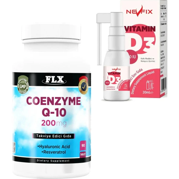 Nevfix Vitamin D3 400 Iu 20 ml  Flx Coenzyme Q-10 200 Mg 90 Tablet ürün görseli