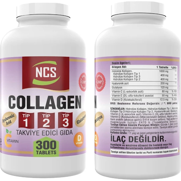 Ncs Hyaluronic Acid Vitamin C Glutatyon Collagen (Kollajen) Type (Tip) 1-2-3   Zerdeçal Karahindiba Zencefil Maydanoz Deve Dikeni Enginar Milk Thistle Artichoke - 2