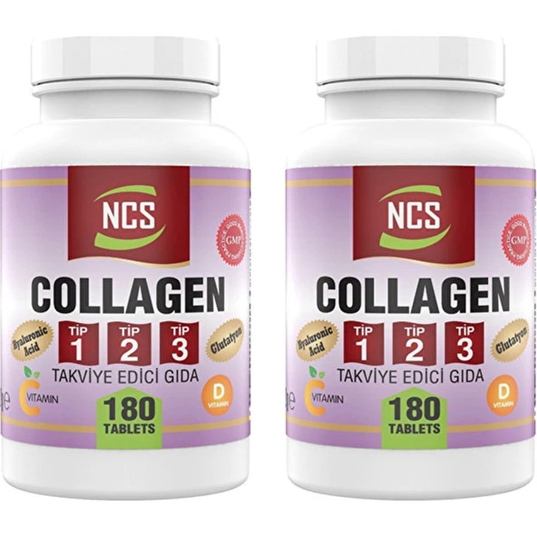 Ncs Kollajen 1000 Mg Tip 1-2-3 Vitamin C - E 180 Tablet 2 Kutu
