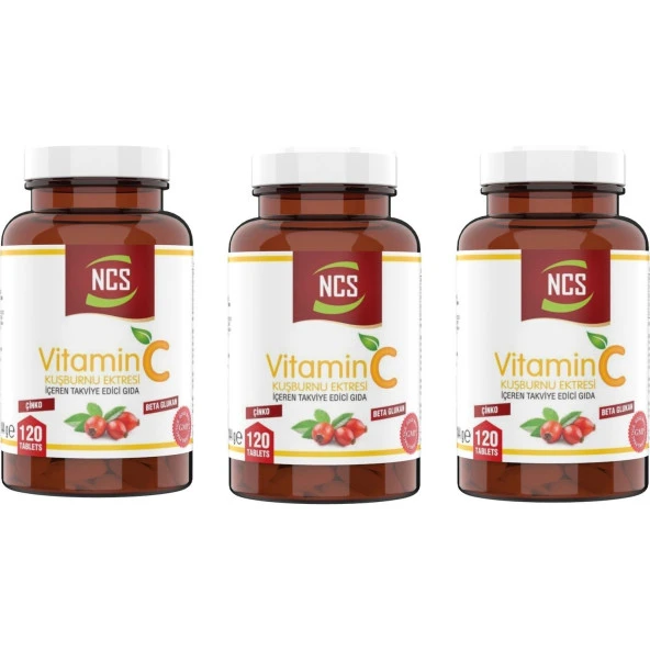 Ncs Vitamin C 1000 mg 3 Kutu 360 Tablet Tablet Beta Glukan Kuşburnu Çinko ürün görseli