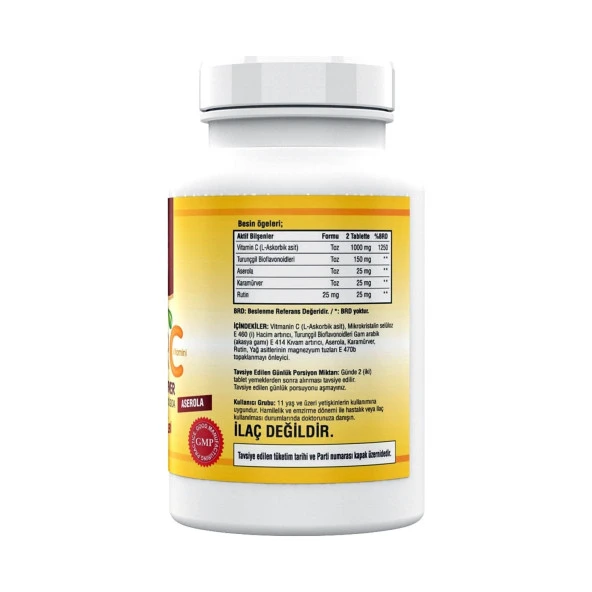 Ncs Ester C Vitamini 1000 Mg 180 Tablet Kara Mürver Turunçgil Bioflavonidleri Rutin Aserola 3 Adet - Resim 2