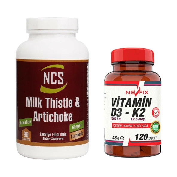 Ncs Milk Thistle 90 Tablet   Nevfix Vitamin D3-K2 120 Tablet ürün görseli