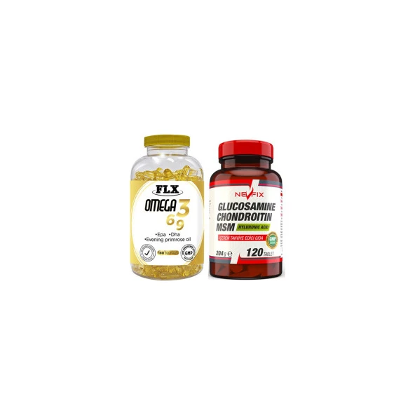 Flx Flx Omega 3-6-9 Balık Yağı 180 Softgel  Nevfix Glucosamine Chondroitin Msm 120 Tablet