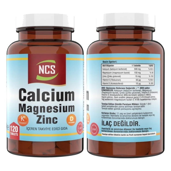 Ncs Calcium Magnesium Çinko   Nevfix Vitamin D3-K2 120 Tablet - Resim 3