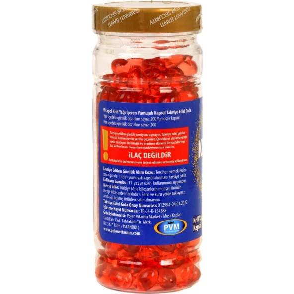 Vitapol Krill Oil Complex Astaxanthin+Choline+Phosphatidylserine+Omega3+Epa Dha 200 Kapsül Vk1 - 3