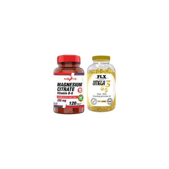 Nevfix Magnesıum Vitamin B-6 120 Tablet   Flx Omega 3-6-9 90 Tablet