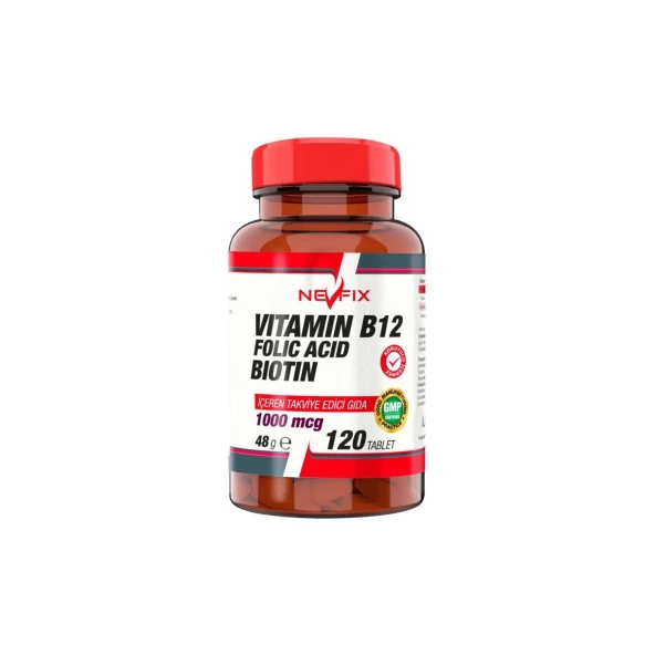 Nevfix Vitamin B12 Folic Acid Biotin 1000 Mcg 120 Tablet + Nevfix Vitamin D3 Sıvı Sprey - Resim 3