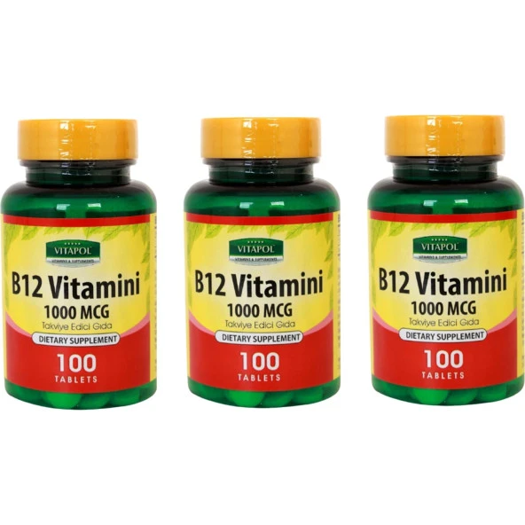 Vitapol Vitamin B12 100 Tablet 3 Adet Skt Şubat 2024 ürün görseli