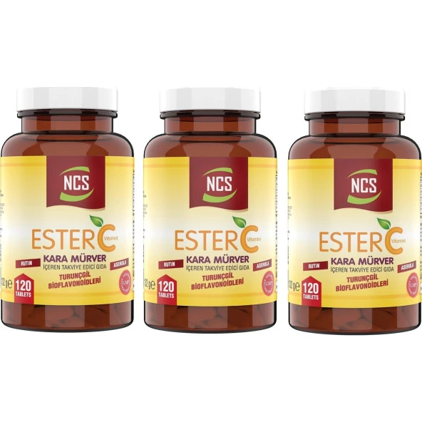 Ncs Ester C Vitamini 1000 Mg 120 Tablet Kara Mürver Turunçgil Bioflavonidleri Rutin Aserola 3 Adet ürün görseli