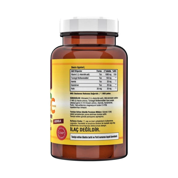 Ncs Ester C Vitamini 1000 Mg 120 Tablet Kara Mürver Turunçgil Bioflavonidleri Rutin Aserola 3 Adet - Resim 2