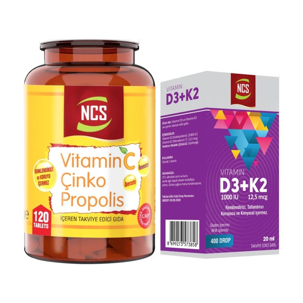 Ncs Vitamin C Çinko Propolis 120 Tablet + Vitamin D3+K2 20 ml