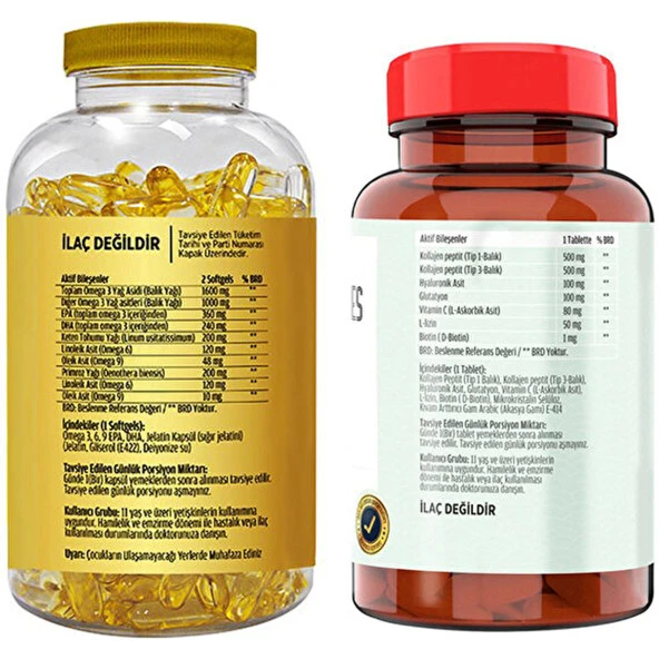 Flx Omega 3-6-9 180 Softgel   Flx Tip 1-3 Balık Kolajeni 60 Tablet - Resim 2