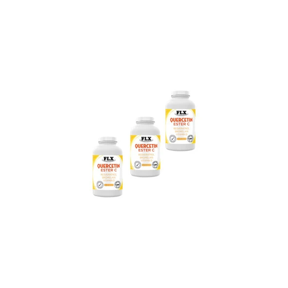 FLX Quercetin Complex Kuersetin Ester C Resveratrol Magnezyum Vitamin D Bromelain 180 Tablet x 3 Kutu