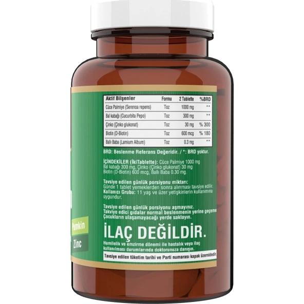 Ncs Saw Palmetto 1000 Mg Pumpkin Biotin Zinc Complex 2 Adet 120 Tablet - Resim 3