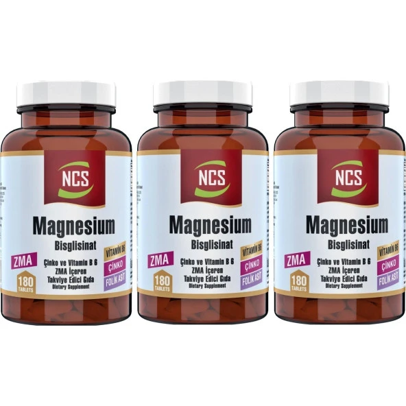 Ncs Zma 180 Tablet Çinko Folic Acid Vitamin B 6 Magnezyum Bisglisinat
