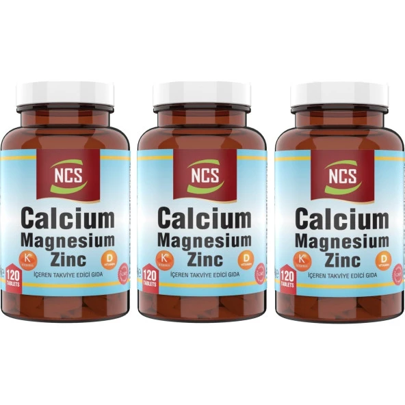Ncs &reg Calcium Magnesium Çinko D k 3 x 120 Tablet Kalsiyum Magnezyum Çinko ürün görseli