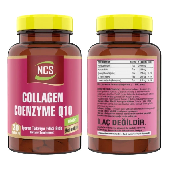 Ncs Hidrolize Collagen Coenzyme Q10 Biotin Zinc Selenium 30 Tablet   Vitamin C Kuşburnu Ekstresi Beta Glukan Içeren Takviye Edici Gıda 120 Tablet - Resim 2