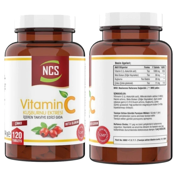 Ncs Hidrolize Collagen Coenzyme Q10 Biotin Zinc Selenium 30 Tablet   Vitamin C Kuşburnu Ekstresi Beta Glukan Içeren Takviye Edici Gıda 120 Tablet - Resim 3