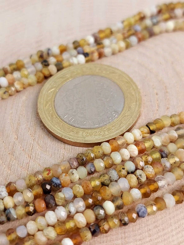 Opal Taşı Rondela Faset Kesim Dizi 2*2.5mm (45452) - Resim 2