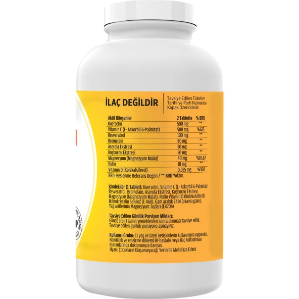 Flx Kuersetin Ester C Resveratrol ve Bromelain 180 Tablet - Resim 3