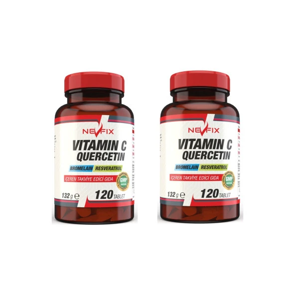 Nevfix Vitamin C Bromelian Quercetin 120 Tablet x 2 Kutu 240 Tablet - 1