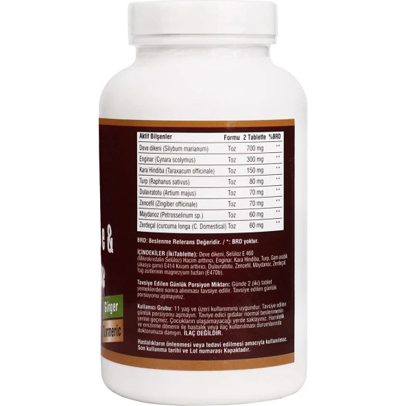 Ncs Milk Thistle Artichoke Zerdeçal Karahindiba Zencefil Maydanoz Deve Dikeni Enginar 3 Kutu 540 Tablet - Resim 3