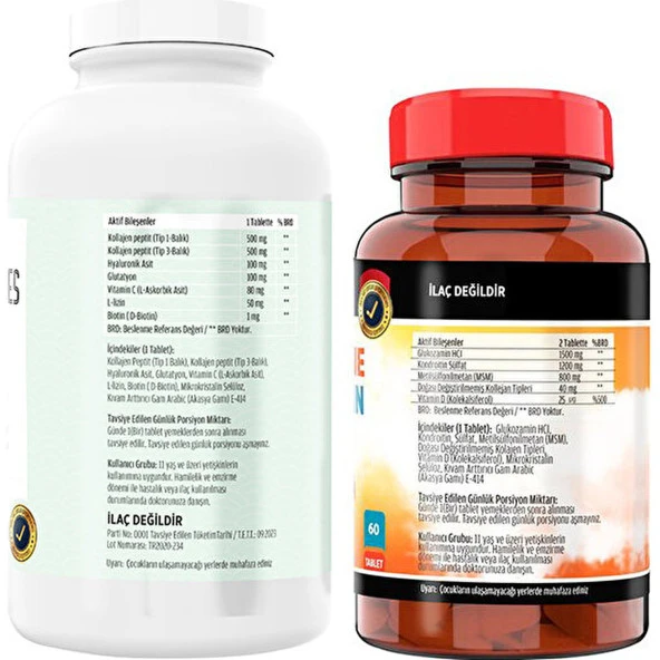 Flx Kollajen Tip 1-3 300 Tablet   Flx Glukozamine Vitamin D 60 Tabet - Resim 2