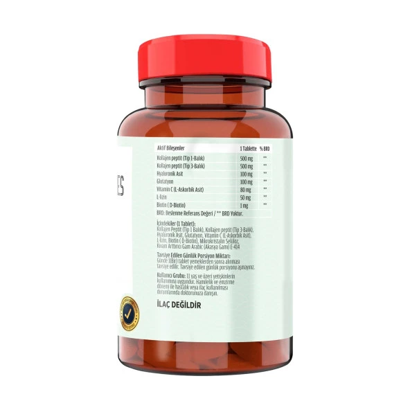 Flx Magnesium Bisglisinat Malat Taurat Glukonat 180 Tablet   Collagen Peptides Tip 1-3 Balık Kolajeni 60 Tablet - Resim 5