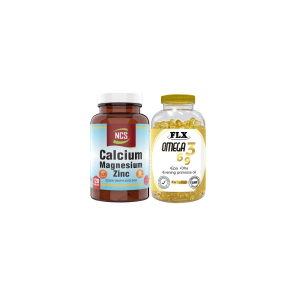 Ncs Kalsiyum Magnezyum Zinc D k Vitamin 120 Tablet   Flx Omega 3-6-9 Softgel