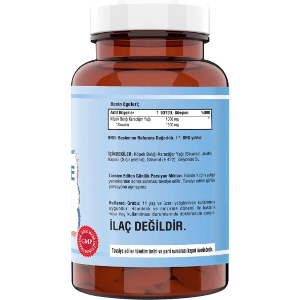 Flx Ncs Squalene Köpek Balığı Karaciğer Yağı 3 Kutu 90 Tablet 1000 Mg - Resim 3