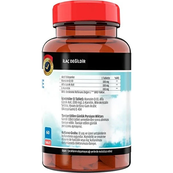Flx Koenzim Alfa Lipoik L-Karnitine Coenzyme Q10 60 Tablet - Resim 2