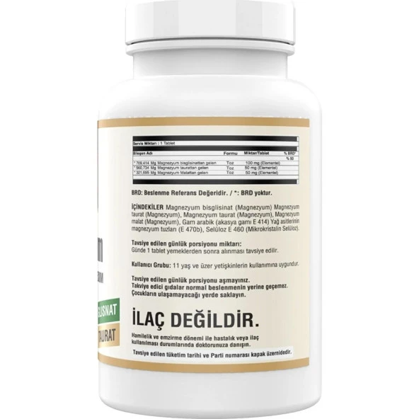 Ncs Magnesium Bisglisinat Malat Taurat 180 Tablet Magnezyum Element Formül - 2