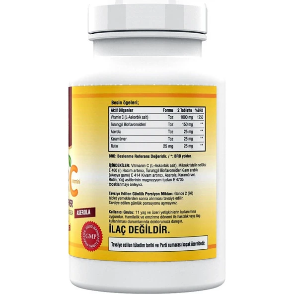 Ncs Ester C Vitamini 1000 Mg 180 Tablet Kara Mürver Turunçgil Bioflavonidleri Rutin Aserola 2 Adet - Resim 2