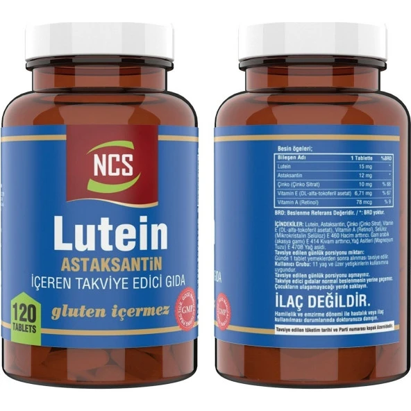 Ncs Lutein Astaksantin Çinko 120 Tablet   Vitamin D3 120 Tablet - Resim 2