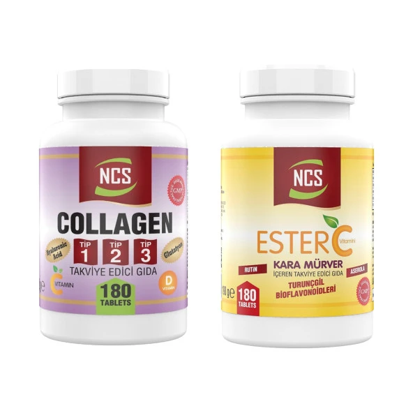 Ncs Collagen Type 1-2-3 1000 Mg Vitamin D Hyaluronic Acid Vitamin C   Ester C Vitamini Kara Mürver 180 Tablet ürün görseli