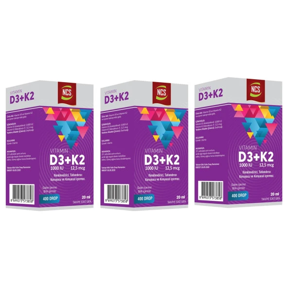 Ncs Vitamin D3 K2 Damla 20 ml 400 Damla 3 Kutu ürün görseli