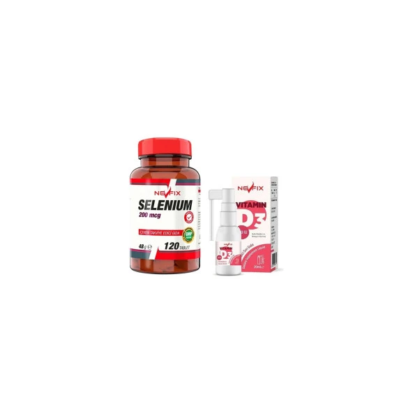 Nevfix Selenyum 200 Mcg 120 Tablet  Nevfix Vitamin D3 Sıvı Sprey