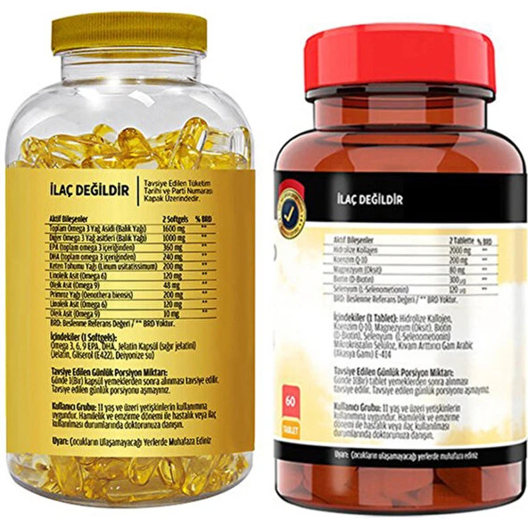 Flx Omega 3-6-9 180 Softgel   Flx Glukozamine Vitamin D 60 Tablet ürün görseli