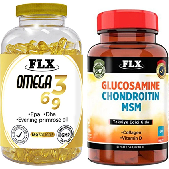 Flx Omega 3-6-9 180 Softgel   Flx Glukozamine Vitamin D 60 Tablet - Resim 2