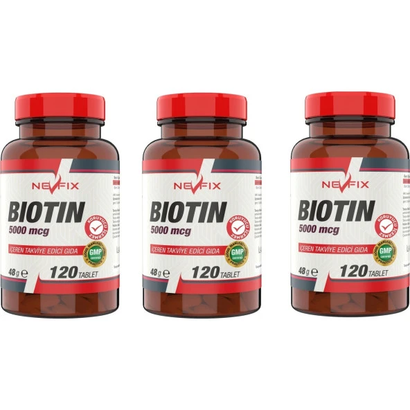 Nevfix Biotin 5000 Mcg (3 Kutu) 120 Tablet