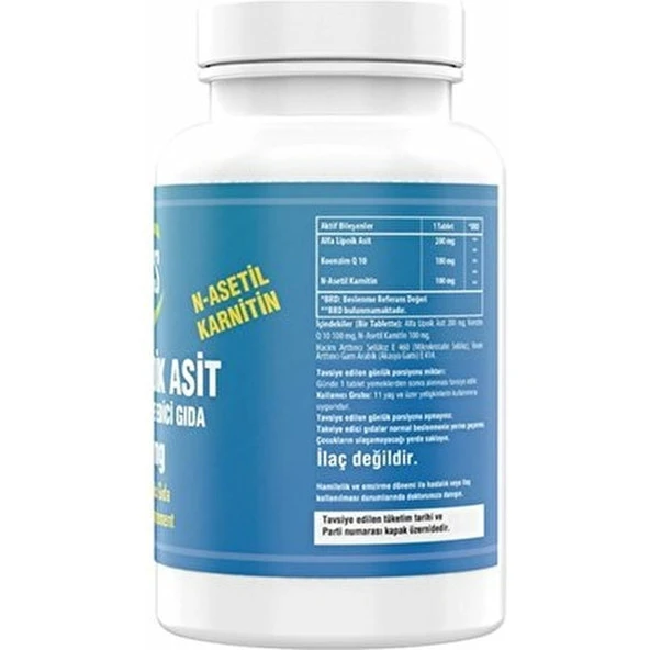 Ncs L-Carnitine Alpha Lipoic Acid Coenzyme Q10 100 Mg 180 Tablet - Resim 2